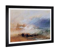 Big Box Art Framed Print of Joseph Mallord William Turner Northumberland with a Steamboat Design | Wall Art Picture| Home Decor for Living Room, Bedroom, Office, Black, A2 / 24.5x18 Inch / 62x45cm