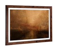 Big Box Art Framed Print of Joseph Mallord William Turner Yacht Approcahing The Coast Design | Wall Art Picture| Home Decor for Living Room, Bedroom, Office, Walnut, A2 / 24.5x18 Inch / 62x45cm