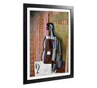 Big Box Art Framed Print of Juan Gris Violin Design | Wall Art Picture | Home Decor for Kitchen, Living, Dining Room, Lounge, Bedroom, Hallway, Office, Black, A2 / 24.5x18 Inch / 62x45cm