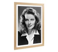 Big Box Art Framed Print of Katharine Hepburn Design | Wall Art Picture | Home Decor for Kitchen, Living, Dining Room, Lounge, Bedroom, Hallway, Office, Oak, A2 / 24.5x18 Inch / 62x45cm