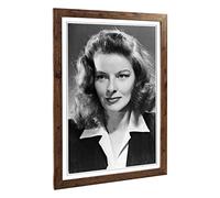 Big Box Art Framed Print of Katharine Hepburn Design | Wall Art Picture | Home Decor for Kitchen, Living, Dining Room, Lounge, Bedroom, Hallway, Office, Walnut, A2 / 24.5x18 Inch / 62x45cm