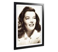 Big Box Art Framed Print of Katherine Hepburn Sepia Design | Wall Art Picture | Home Decor for Kitchen, Living, Dining Room, Bedroom, Hallway, Office, Black, A2 / 24.5x18 Inch / 62x45cm