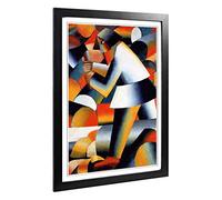 Big Box Art Framed Print of Kazimir Malevich The Woodcutter Design | Wall Art Picture | Home Decor for Kitchen, Living Room, Bedroom, Hallway, Black, A2 / 24.5x18 Inch / 62x45cm