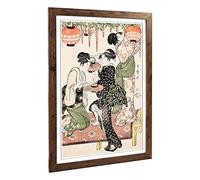 Big Box Art Framed Print of Kitagawa Utamaro Vintage Japanese Oriental (15) Design | Wall Art Picture| Home Decor for Kitchen, Living Room, Bedroom, Office, Walnut, A2 / 24.5x18 Inch / 62x45cm