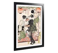 Big Box Art Framed Print of Kitagawa Utamaro Vintage Japanese Oriental (15) Design | Wall Art Picture| Home Decor for Kitchen, Living Room, Bedroom, Office, Black, A2 / 24.5x18 Inch / 62x45cm