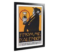 Big Box Art Framed Print of Koloman Moser Kalender Design | Wall Art Picture | Home Decor for Kitchen, Living, Dining Room, Lounge, Bedroom, Hallway, Office, Black, A2 / 24.5x18 Inch / 62x45cm