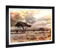 Big Box Art Framed Print of Landscape Africa Savannah Design | Wall Art Picture | Home Decor for Kitchen, Living, Dining Room, Bedroom, Hallway, Office, Black, A2 / 24.5x18 Inch / 62x45cm