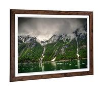 Big Box Art Framed Print of Landscape Alaska Lake & Mountains (1) Design | Wall Art Picture | Home Decor for Kitchen, Living Room, Bedroom, Hallway, Walnut, A2 / 24.5x18 Inch / 62x45cm