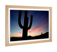 Big Box Art Framed Print of Landscape Arizona Sunset Cactus Design | Wall Art Picture | Home Decor for Kitchen, Living Room, Bedroom, Hallway, Oak, A2 / 24.5x18 Inch / 62x45cm