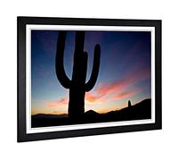 Big Box Art Framed Print of Landscape Arizona Sunset Cactus Design | Wall Art Picture | Home Decor for Kitchen, Living Room, Bedroom, Hallway, Black, A2 / 24.5x18 Inch / 62x45cm