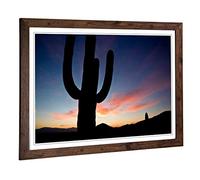 Big Box Art Framed Print of Landscape Arizona Sunset Cactus Design | Wall Art Picture | Home Decor for Kitchen, Living Room, Bedroom, Hallway, Walnut, A2 / 24.5x18 Inch / 62x45cm