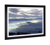 Big Box Art Framed Print of Landscape Austria Hills and Clouds (2) Design | Wall Art Picture | Home Decor for Kitchen, Living Room, Bedroom, Hallway, Black, A2 / 24.5x18 Inch / 62x45cm