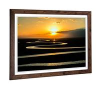Big Box Art Framed Print of Landscape Beautiful Sunrise (3) Design | Wall Art Picture | Home Decor for Kitchen, Living Room, Bedroom, Hallway, Walnut, A2 / 24.5x18 Inch / 62x45cm
