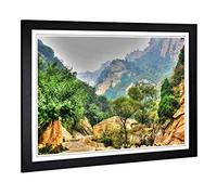 Big Box Art Framed Print of Landscape Beijing China Forest & Moutains Design | Wall Art Picture | Home Decor for Kitchen, Living Room, Bedroom, Hallway, Black, A2 / 24.5x18 Inch / 62x45cm