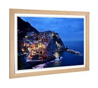 Big Box Art Framed Print of Landscape Cinque Terre Italy (2) Design | Wall Art Picture | Home Decor for Kitchen, Living Room, Bedroom, Hallway, Oak, A2 / 24.5x18 Inch / 62x45cm