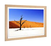 Big Box Art Framed Print of Landscape Desert Namibia with Trees Design | Wall Art Picture | Home Decor for Kitchen, Living Room, Bedroom, Hallway, Oak, A2 / 24.5x18 Inch / 62x45cm