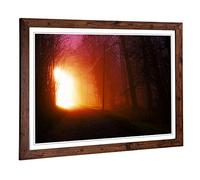 Big Box Art Framed Print of Landscape Forest Light at Night Design | Wall Art Picture | Home Decor for Kitchen, Living Room, Bedroom, Hallway, Walnut, A2 / 24.5x18 Inch / 62x45cm