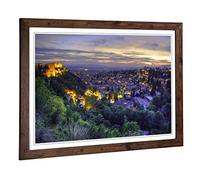 Big Box Art Framed Print of Landscape Granada Spain Design | Wall Art Picture | Home Decor for Kitchen, Living, Dining Room, Bedroom, Hallway, Office, Walnut, A2 / 24.5x18 Inch / 62x45cm