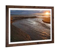 Big Box Art Framed Print of Landscape Lake Michigan Sunset Design | Wall Art Picture | Home Decor for Kitchen, Living, Dining Room, Bedroom, Hallway, Office, Walnut, A2 / 24.5x18 Inch / 62x45cm