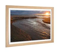 Big Box Art Framed Print of Landscape Lake Michigan Sunset Design | Wall Art Picture | Home Decor for Kitchen, Living, Dining Room, Bedroom, Hallway, Office, Oak, A2 / 24.5x18 Inch / 62x45cm