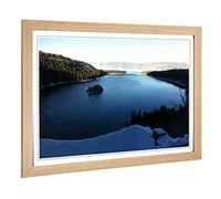 Big Box Art Framed Print of Landscape Lake Tahoe & Forest Design | Wall Art Picture | Home Decor for Kitchen, Living, Dining Room, Bedroom, Hallway, Office, Oak, A2 / 24.5x18 Inch / 62x45cm
