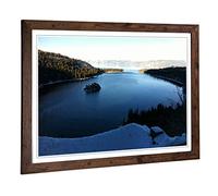 Big Box Art Framed Print of Landscape Lake Tahoe & Forest Design | Wall Art Picture | Home Decor for Kitchen, Living, Dining Room, Bedroom, Hallway, Office, Walnut, A2 / 24.5x18 Inch / 62x45cm