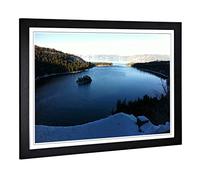 Big Box Art Framed Print of Landscape Lake Tahoe & Forest Design | Wall Art Picture | Home Decor for Kitchen, Living, Dining Room, Bedroom, Hallway, Office, Black, A2 / 24.5x18 Inch / 62x45cm