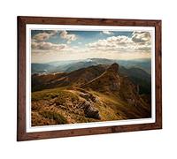Big Box Art Framed Print of Landscape Mountain Hiking Design | Wall Art Picture | Home Decor for Kitchen, Living, Dining Room, Bedroom, Hallway, Office, Walnut, A2 / 24.5x18 Inch / 62x45cm