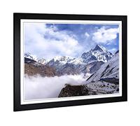 Big Box Art Framed Print of Landscape Mountains Nepal (2) Design | Wall Art Picture | Home Decor for Kitchen, Living, Dining Room, Bedroom, Hallway, Office, Black, A2 / 24.5x18 Inch / 62x45cm