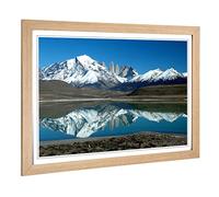 Big Box Art Framed Print of Landscape Patagonia Argentina Lake & Mountain Design | Wall Art Picture| Home Decor for Kitchen, Living Room, Bedroom, Hallway, Oak, A2 / 24.5x18 Inch / 62x45cm