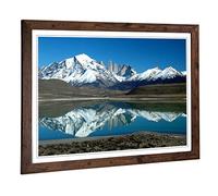 Big Box Art Framed Print of Landscape Patagonia Argentina Lake & Mountain Design | Wall Art Picture| Home Decor for Kitchen, Living Room, Bedroom, Hallway, Walnut, A2 / 24.5x18 Inch / 62x45cm