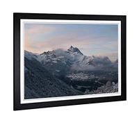 Big Box Art Framed Print of Landscape Snowy Mountains Design | Wall Art Picture | Home Decor for Kitchen, Living, Dining Room, Bedroom, Hallway, Office, Black, A2 / 24.5x18 Inch / 62x45cm