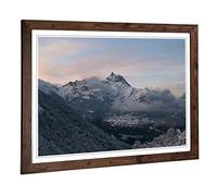 Big Box Art Framed Print of Landscape Snowy Mountains Design | Wall Art Picture | Home Decor for Kitchen, Living, Dining Room, Bedroom, Hallway, Office, Walnut, A2 / 24.5x18 Inch / 62x45cm