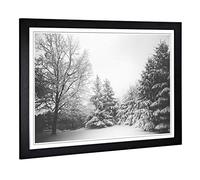 Big Box Art Framed Print of Landscape Snowy Winter Forest Design | Wall Art Picture | Home Decor for Kitchen, Living, Dining Room, Bedroom, Hallway, Office, Black, A2 / 24.5x18 Inch / 62x45cm