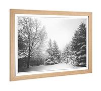 Big Box Art Framed Print of Landscape Snowy Winter Forest Design | Wall Art Picture | Home Decor for Kitchen, Living, Dining Room, Bedroom, Hallway, Office, Oak, A2 / 24.5x18 Inch / 62x45cm