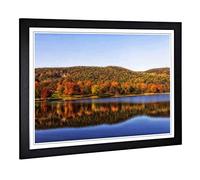 Big Box Art Framed Print of Landscape Squantz Pond Connecticut Forest Design | Wall Art Picture | Home Decor for Kitchen, Living Room, Bedroom, Hallway, Black, A2 / 24.5x18 Inch / 62x45cm
