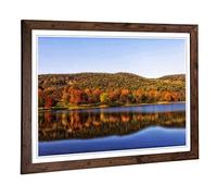 Big Box Art Framed Print of Landscape Squantz Pond Connecticut Forest Design | Wall Art Picture | Home Decor for Kitchen, Living Room, Bedroom, Hallway, Walnut, A2 / 24.5x18 Inch / 62x45cm