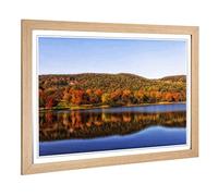 Big Box Art Framed Print of Landscape Squantz Pond Connecticut Forest Design | Wall Art Picture | Home Decor for Kitchen, Living Room, Bedroom, Hallway, Oak, A2 / 24.5x18 Inch / 62x45cm