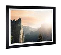 Big Box Art Framed Print of Landscape Sunlight Over Mountains Design | Wall Art Picture | Home Decor for Kitchen, Living Room, Bedroom, Hallway, Black, A2 / 24.5x18 Inch / 62x45cm