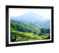Big Box Art Framed Print of Landscape Tea Plantation Kuala Lumpur Malaysia Design | Wall Art Picture| Home Decor for Kitchen, Living Room, Bedroom, Hallway, Black, A2 / 24.5x18 Inch / 62x45cm