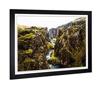 Big Box Art Framed Print of Landscape Tectonic Plates Iceland Design | Wall Art Picture | Home Decor for Kitchen, Living Room, Bedroom, Hallway, Black, A2 / 24.5x18 Inch / 62x45cm