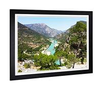Big Box Art Framed Print of Landscape Turkey Mountains & Lake Design | Wall Art Picture | Home Decor for Kitchen, Living Room, Bedroom, Hallway, Black, A2 / 24.5x18 Inch / 62x45cm