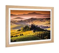 Big Box Art Framed Print of Landscape Tuscany Hills & Mountains Design | Wall Art Picture | Home Decor for Kitchen, Living Room, Bedroom, Hallway, Oak, A2 / 24.5x18 Inch / 62x45cm