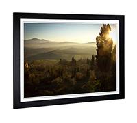 Big Box Art Framed Print of Landscape Tuscany Mountain & Forest Design | Wall Art Picture | Home Decor for Kitchen, Living Room, Bedroom, Hallway, Black, A2 / 24.5x18 Inch / 62x45cm