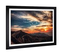 Big Box Art Framed Print of Landscape Utah Mountain Sunset USA Design | Wall Art Picture | Home Decor for Kitchen, Living Room, Bedroom, Hallway, Black, A2 / 24.5x18 Inch / 62x45cm
