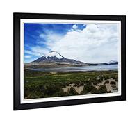 Big Box Art Framed Print of Landscape Volcano Parincota Chile Design | Wall Art Picture | Home Decor for Kitchen, Living Room, Bedroom, Hallway, Black, A2 / 24.5x18 Inch / 62x45cm