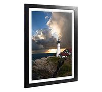 Big Box Art Framed Print of Lighthouse Landscape Design | Wall Art Picture | Home Decor for Kitchen, Living, Dining Room, Lounge, Bedroom, Hallway, Office, Black, A2 / 24.5x18 Inch / 62x45cm