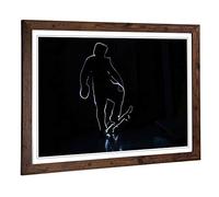 Big Box Art Framed Print of Lightpaint Skateboarding Design | Wall Art Picture | Home Decor for Kitchen, Living Room, Bedroom, Hallway, Walnut, A2 / 24.5x18 Inch / 62x45cm