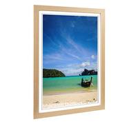 Big Box Art Framed Print of Longtail Boat in Thailand Beach Design | Wall Art Picture | Home Decor for Kitchen, Living Room, Bedroom, Hallway, Oak, A2 / 24.5x18 Inch / 62x45cm