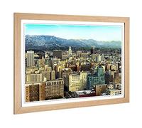 Big Box Art Framed Print of Los Angeles Skyline California USA (1) Design | Wall Art Picture | Home Decor for Kitchen, Living Room, Bedroom, Hallway, Oak, A2 / 24.5x18 Inch / 62x45cm